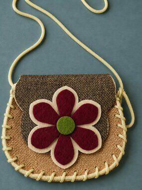 Mini Felt Flower Crossbody Purse Boho Cottagecore Girls Bag